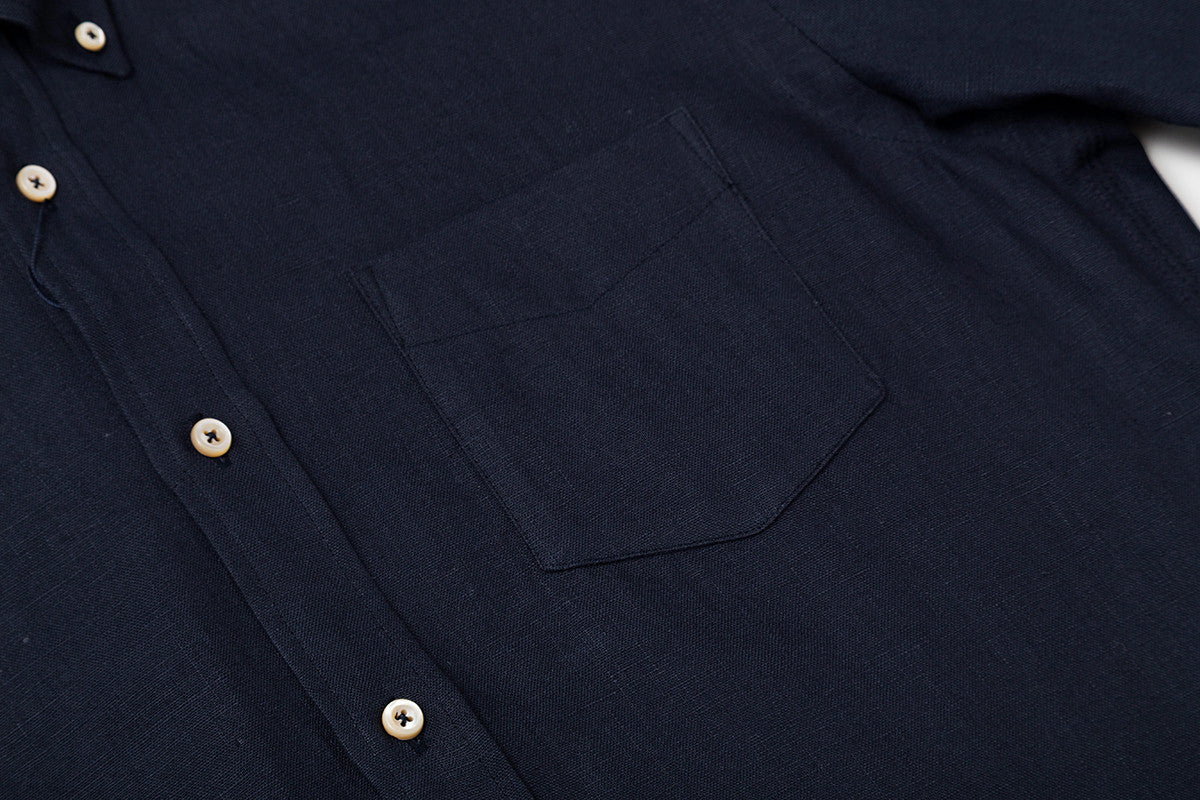 Linen Button down - dark navy