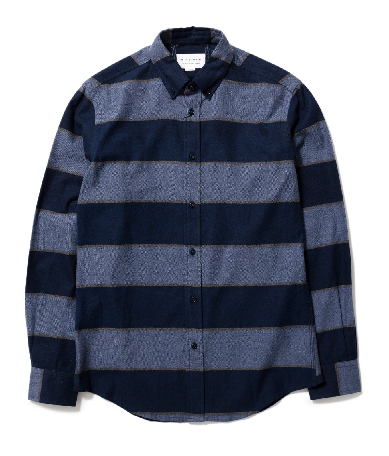 Blue Large Stripe Button Down