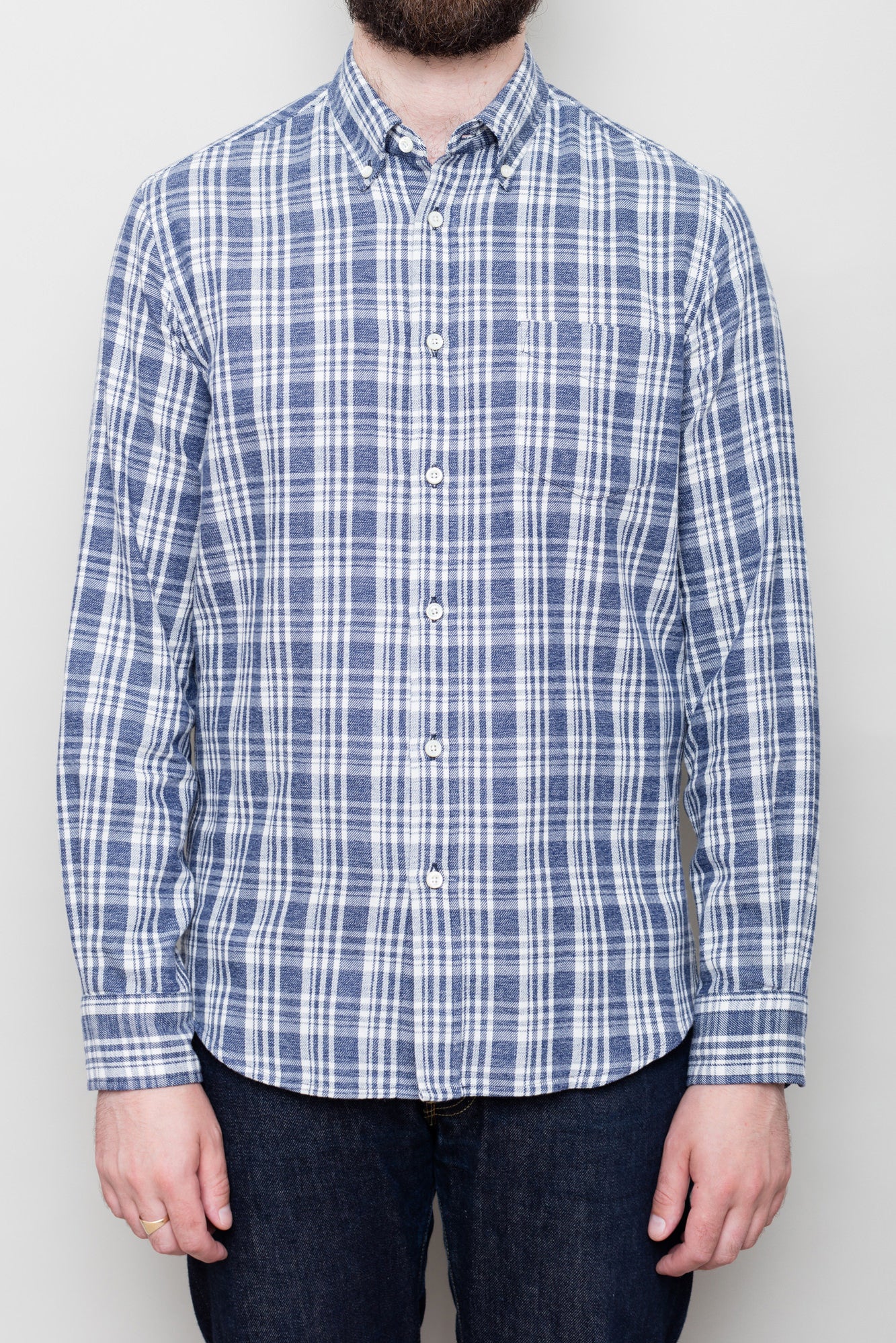 Washed Down Blue/Oatmeal Check Shirt