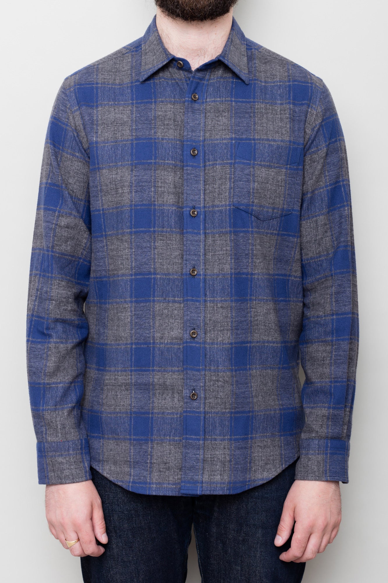 Blue/Grey Marl Check Shirt