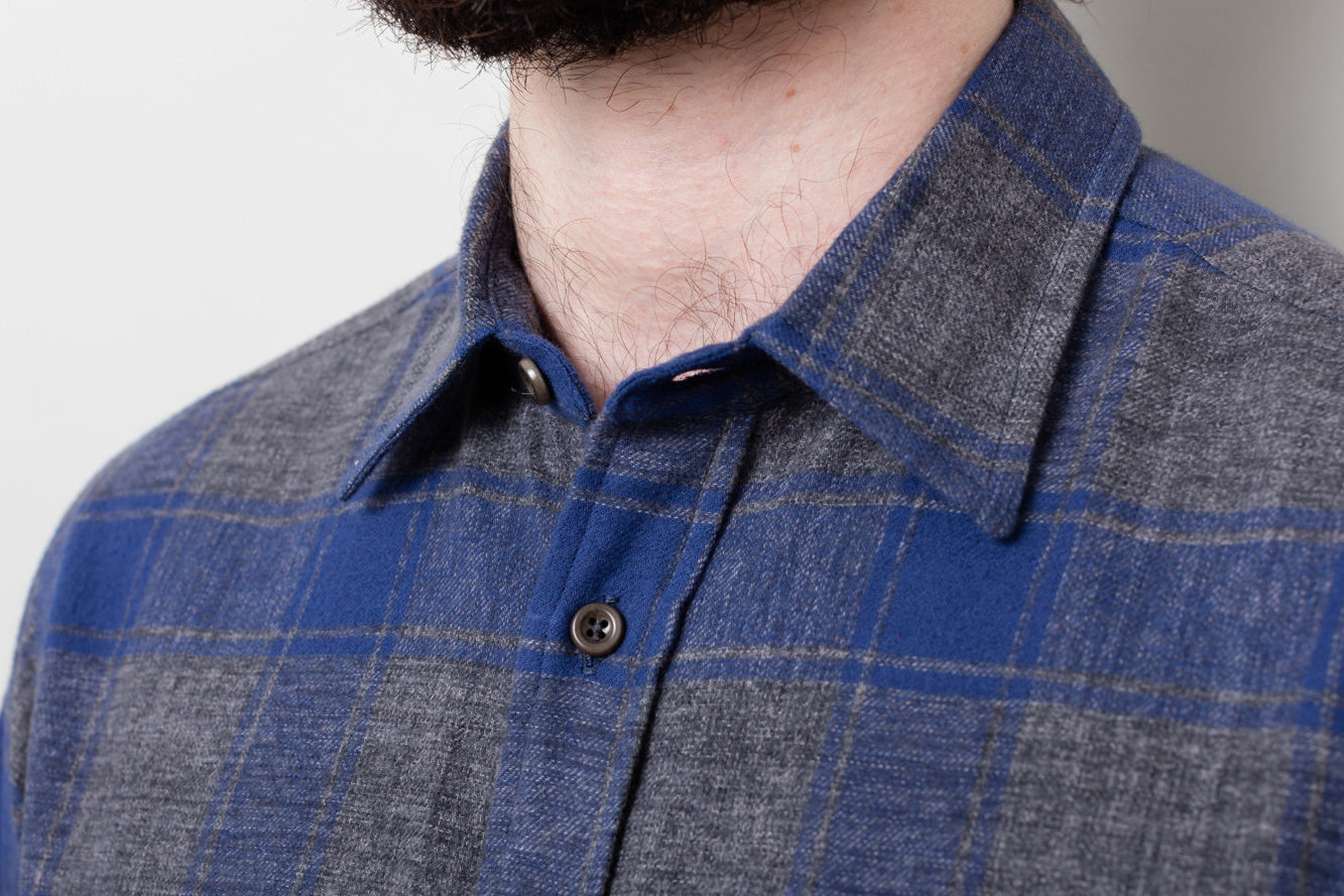 Blue/Grey Marl Check Shirt