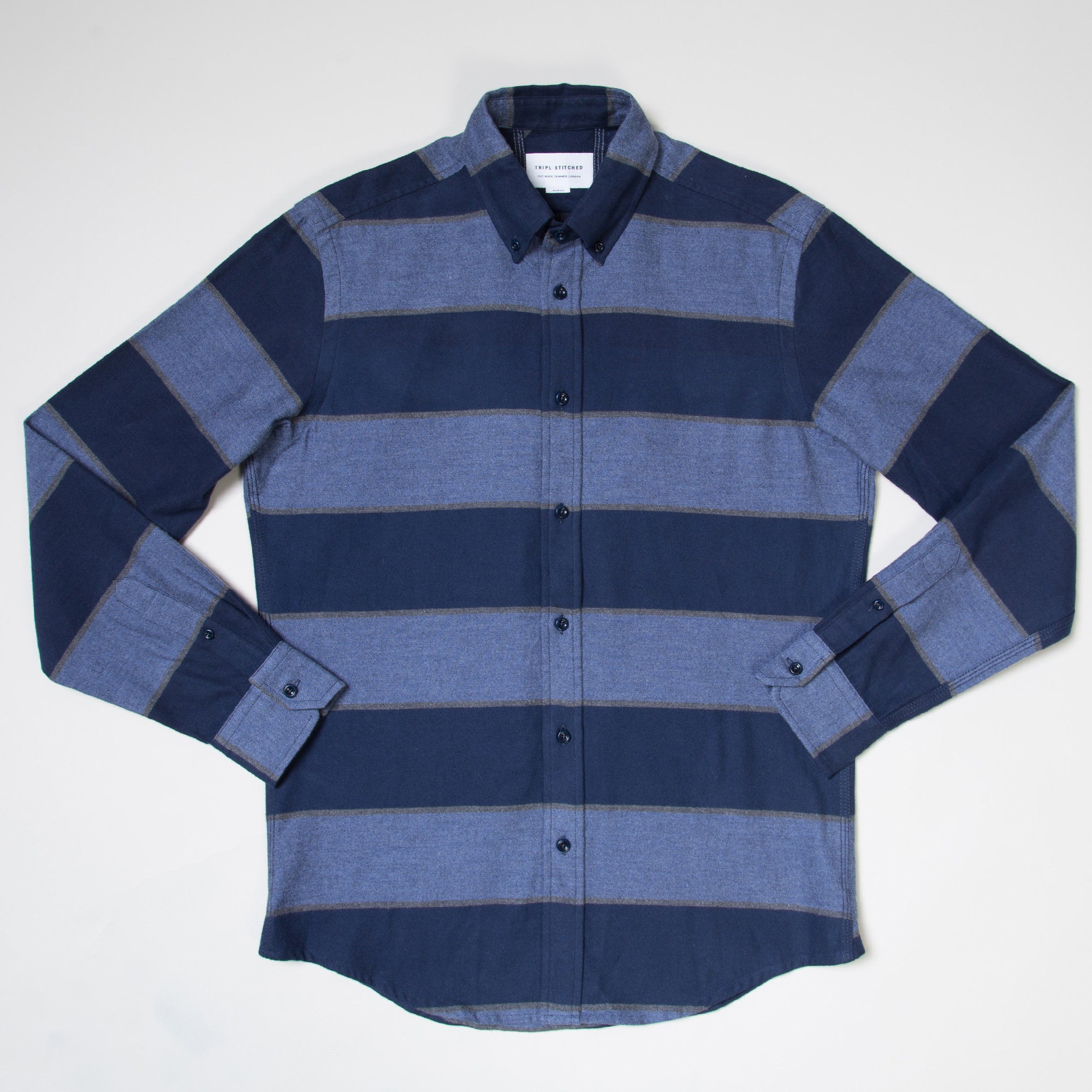 Blue Large Stripe Button Down