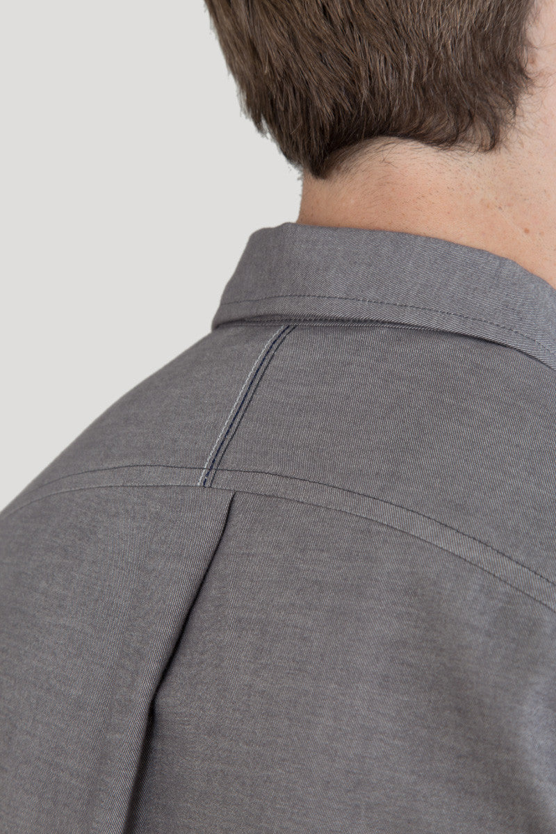 Italian Flannel Spread Collar - Charcoal