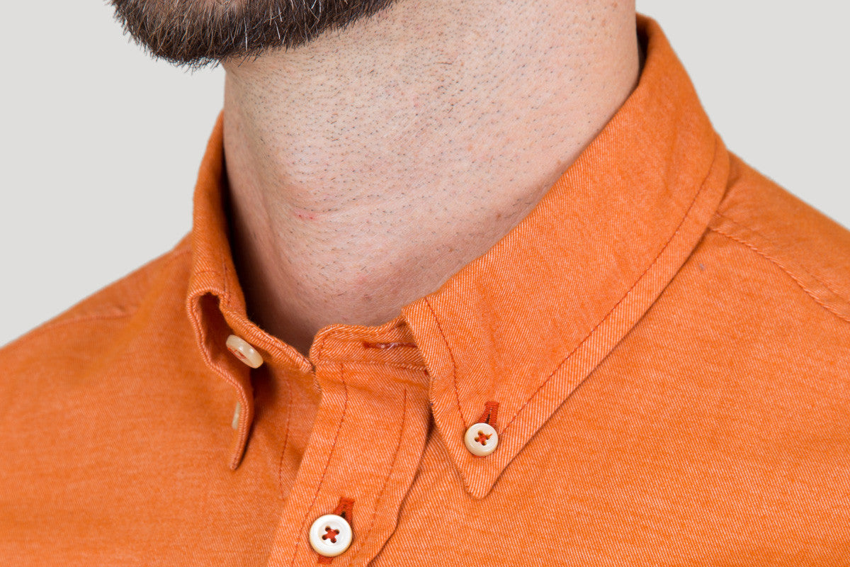 Italian Flannel Button Down - Orange