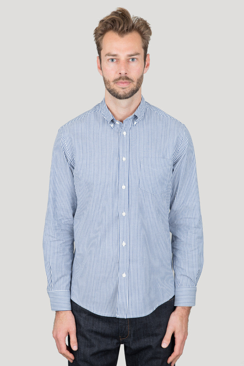 Classic Button Down - Navy Candy Stripe