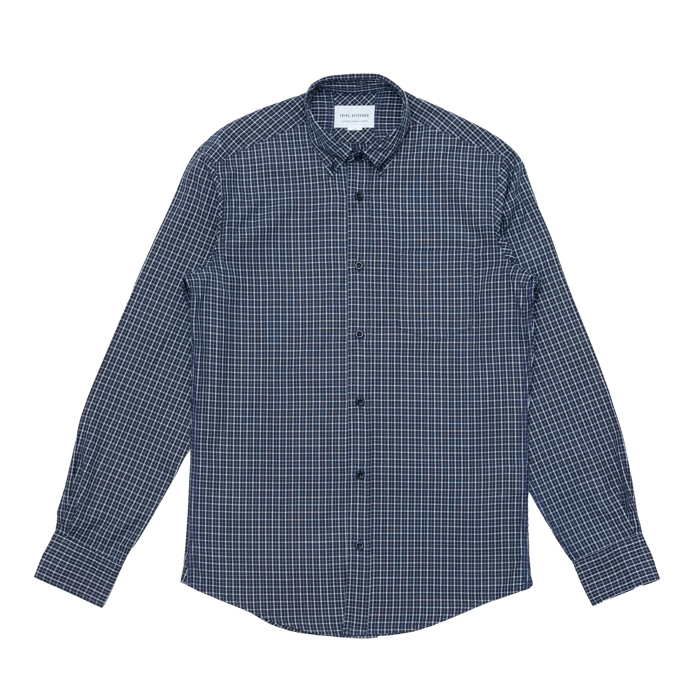 Classic Button Down - Indigo Blue Blue Check