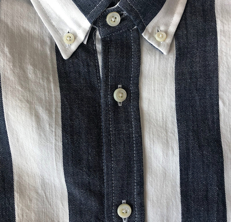 Button Down Shirt - Denim Blue Stripe