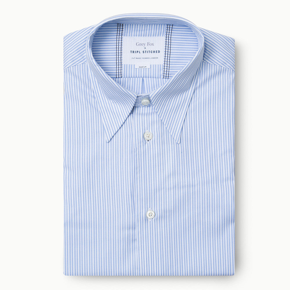 Point Collar in Light Blue Stripe