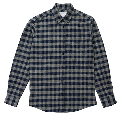 Brushed check button down - Blue Grey