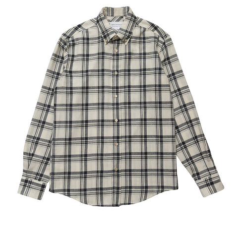 Brushed Cream Check Button Down