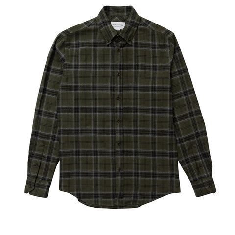 Brushed Olive Check Button Down