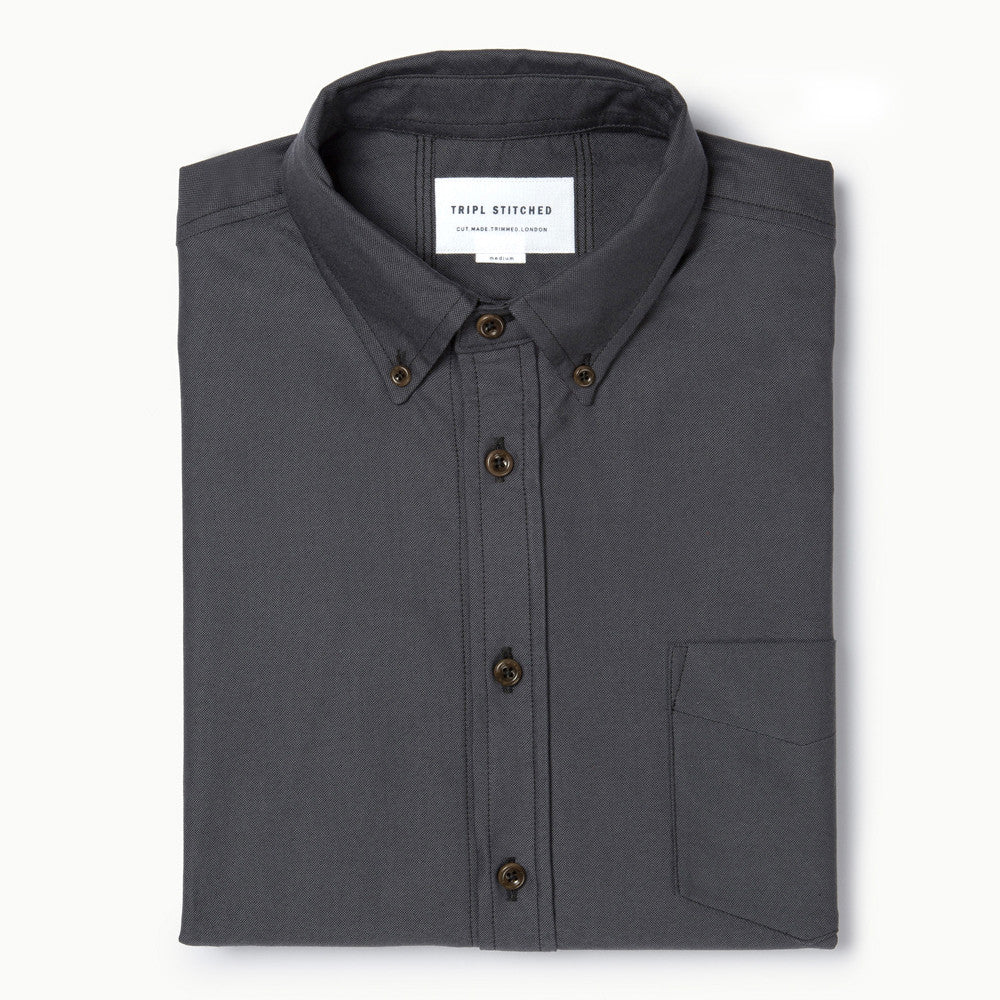 Classic Button Down - Charcoal Oxford