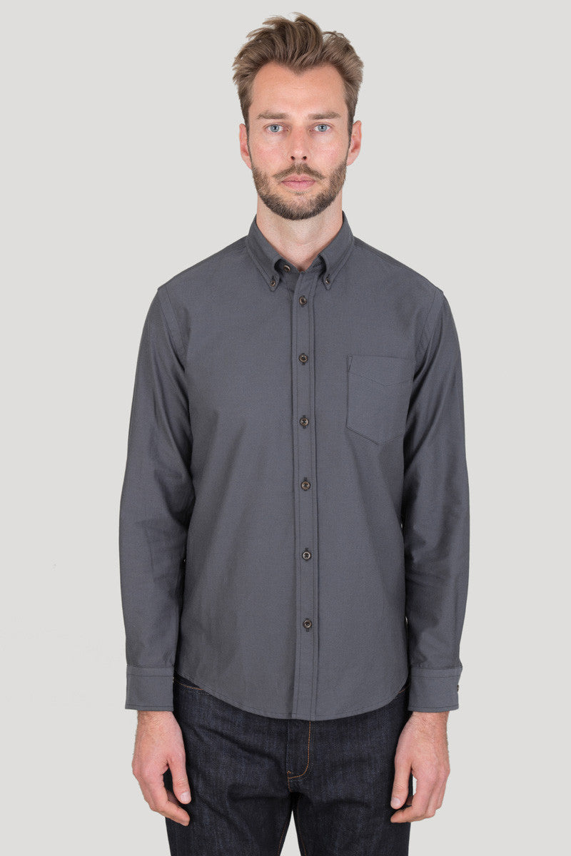 Classic Button Down - Charcoal Oxford