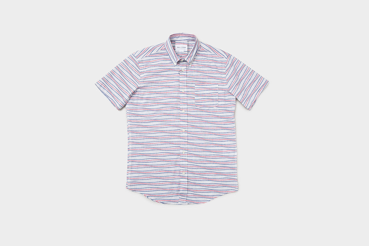 Short sleeve oxford wave - red