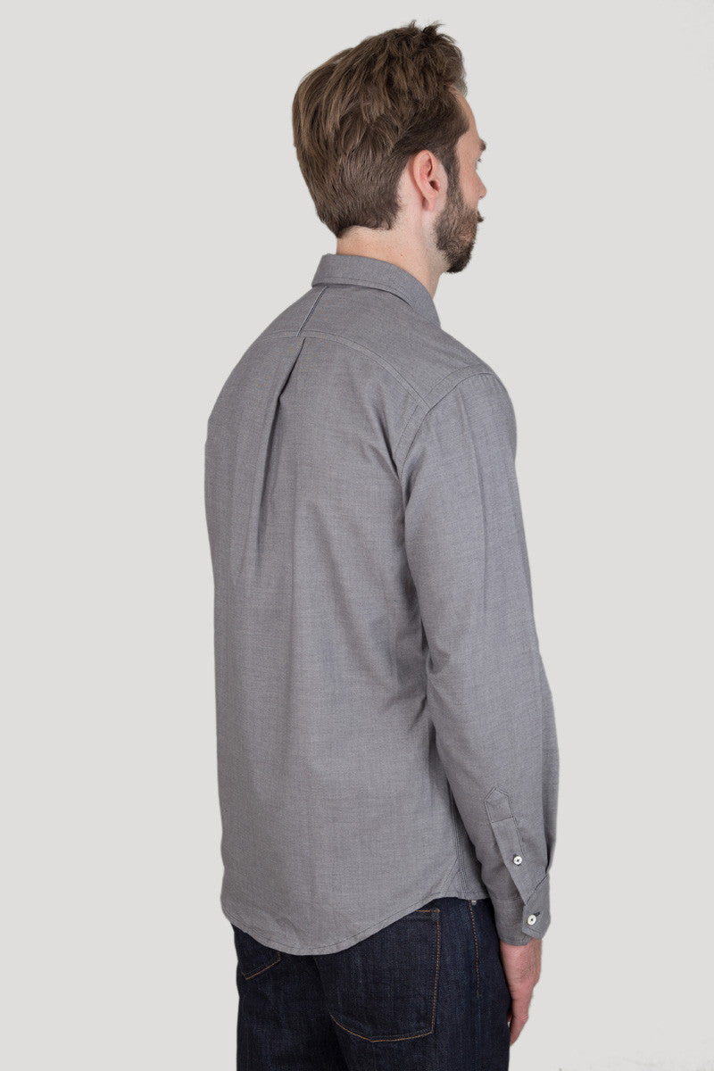 Italian Flannel Spread Collar - Charcoal