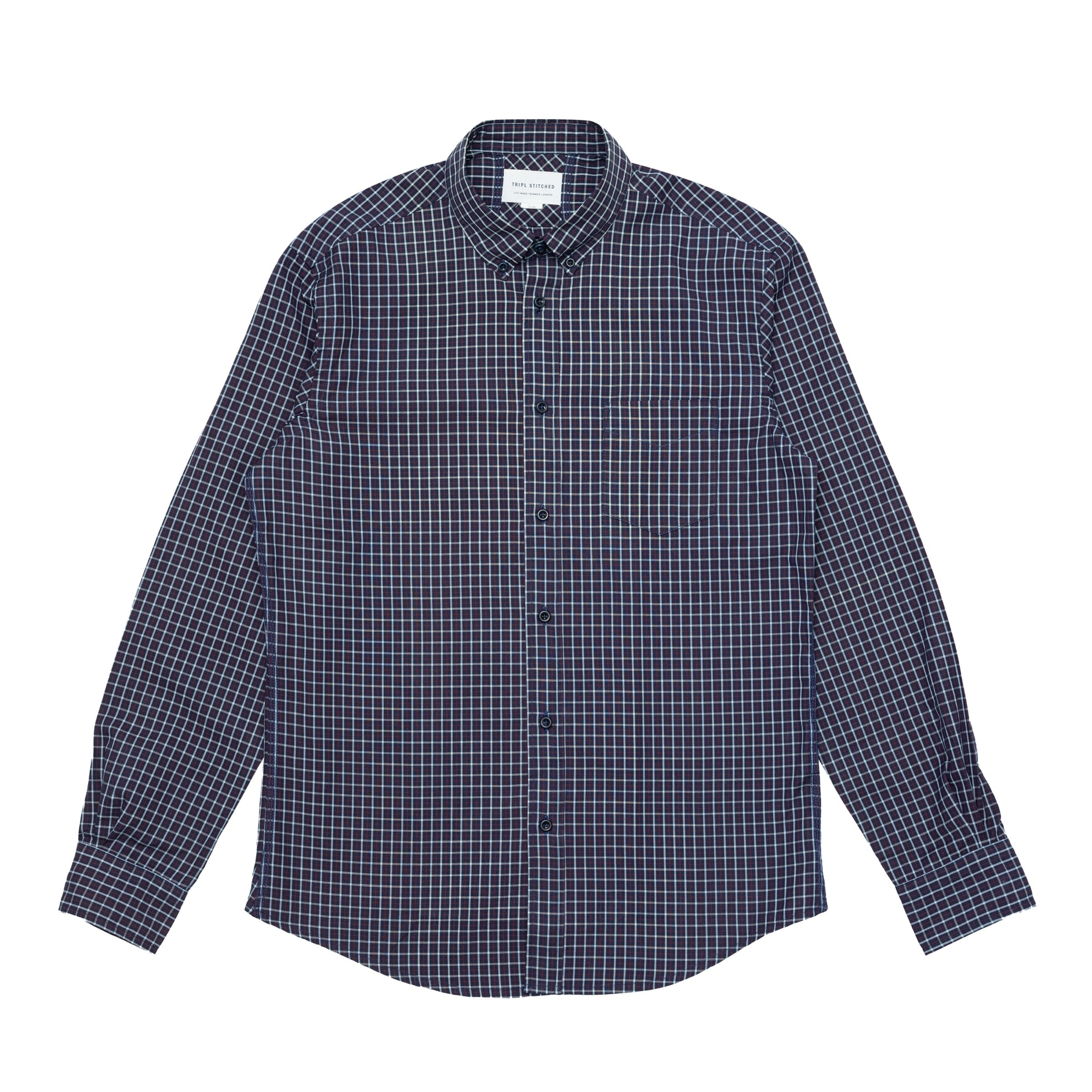 Classic Button Down - Indigo Blue Red Check