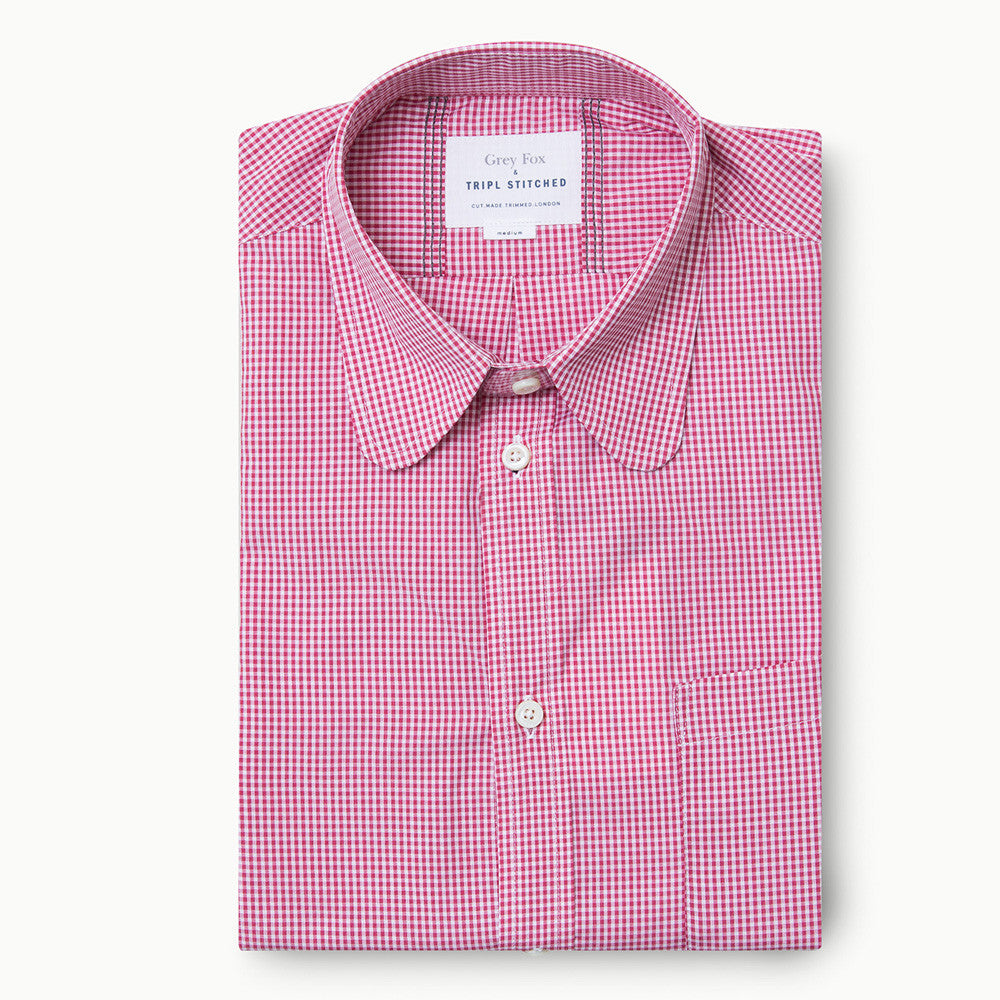 Penny Round Collar in Pink Micro Check